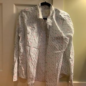 (Bin 7)  Sonoma Bicycle Button Shirt XL white, blue